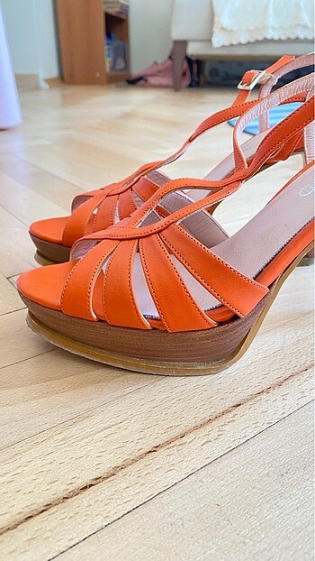 DERİMOD TOPUKLU DERİ SANDALET - Görsel 2