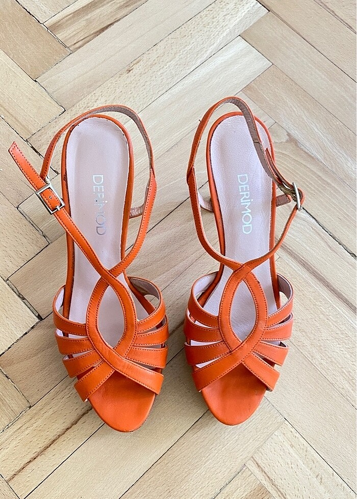 DERİMOD TOPUKLU DERİ SANDALET - Görsel 4