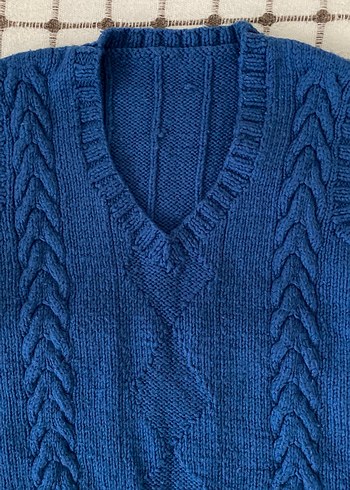 Erkek Çocuk Mavi V Yaka Triko Süveter - Görsel 2