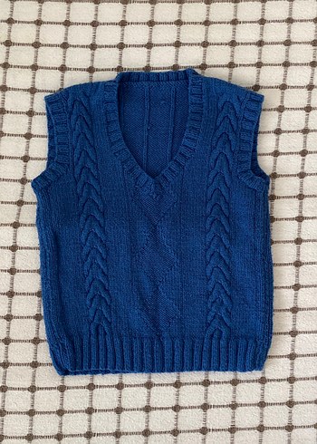 Erkek Çocuk Mavi V Yaka Triko Süveter - Görsel 3