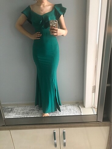 Petrol yeşili balık model elbise