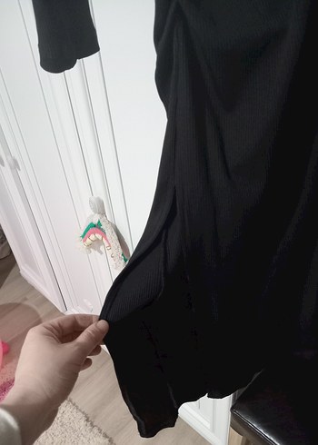 Tek Omuzlu Uzun Siyah Kadın Elbise - Görsel 3