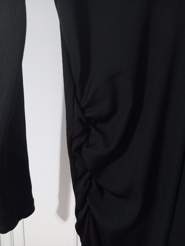 Tek Omuzlu Uzun Siyah Kadın Elbise - Görsel 2