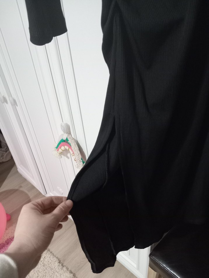 Tek Omuzlu Uzun Siyah Kadın Elbise - Görsel 3