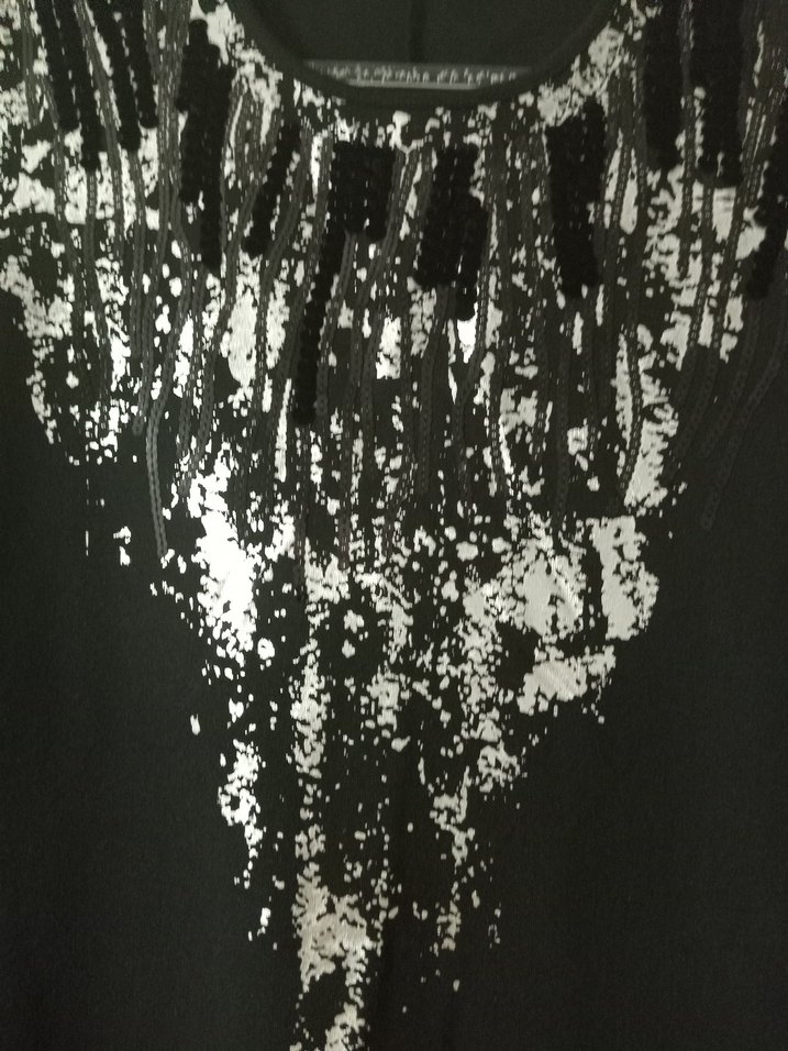 Siyah Payetli Kolsuz Midi Elbise - Görsel 3