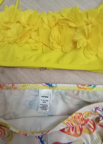 Kız Çocuk Sarı Çiçekli Bikini Takımı - Görsel 2