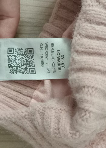 Pembe Örgü Çocuk Bere Beyaz Ponponlu - Görsel 2