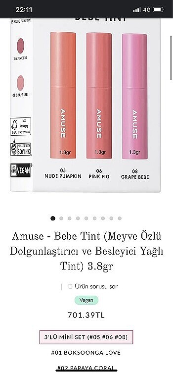 Diğer Amuse bebe tint ruj