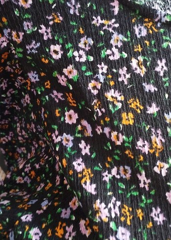 Bershka Çiçek Desenli Uzun Kollu Midi Elbise