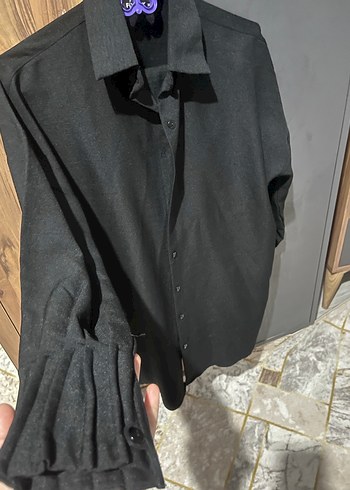 Siyah Düğmeli Kadın Gömlek takım - Görsel 4