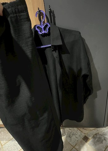 Siyah Düğmeli Kadın Gömlek takım - Görsel 2