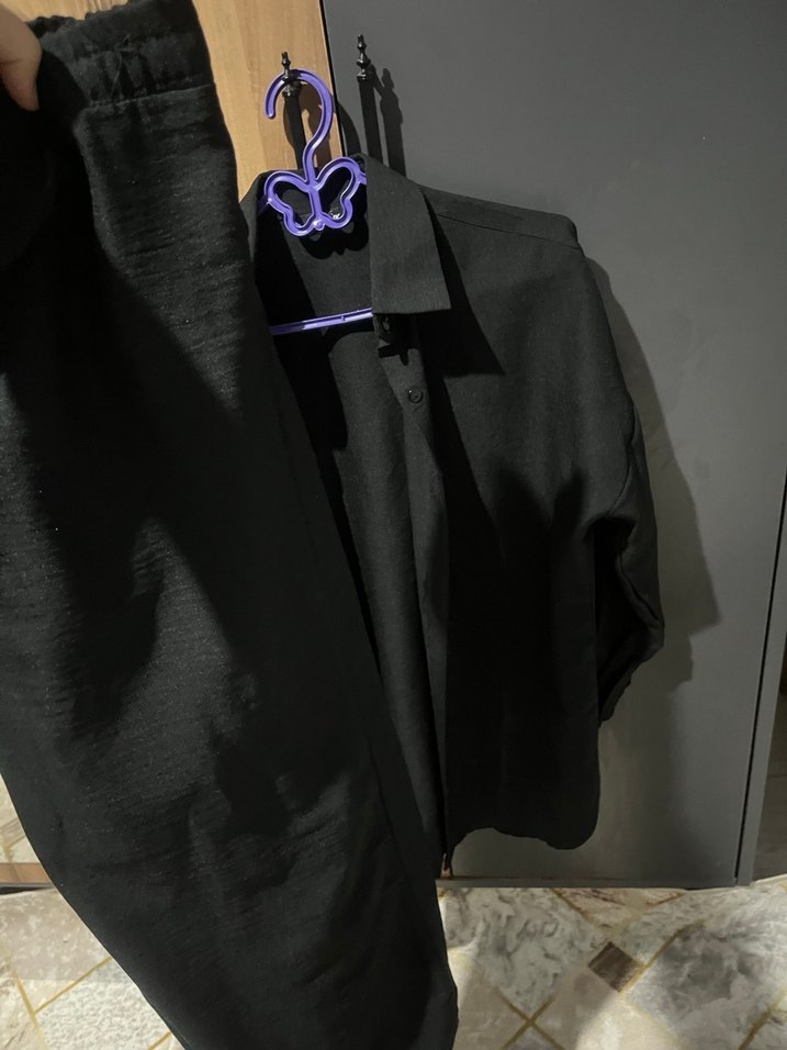 Siyah Düğmeli Kadın Gömlek takım - Görsel 2