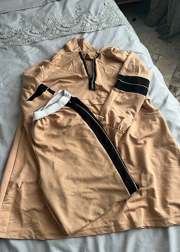 Kadın Camel Şeritli Kemerli Spor Takım - Görsel 2