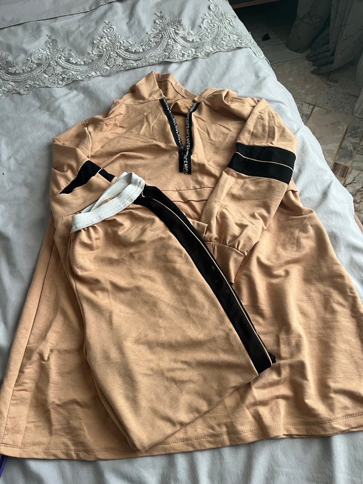 Kadın Camel Şeritli Kemerli Spor Takım - Görsel 2