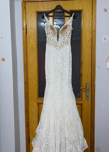 Straplez Beyaz A Kesim Uzun Gelinlik - Görsel 6