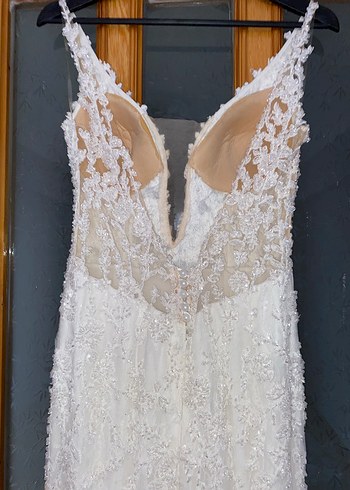 Straplez Beyaz A Kesim Uzun Gelinlik - Görsel 5