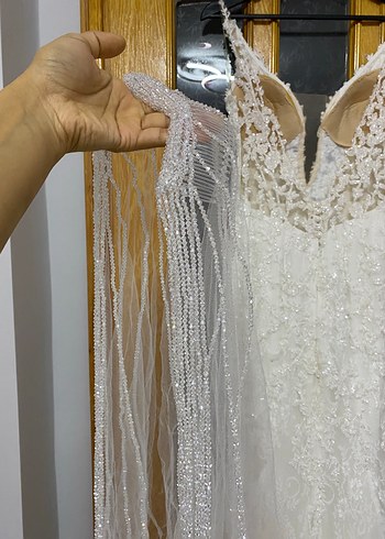 Straplez Beyaz A Kesim Uzun Gelinlik - Görsel 7