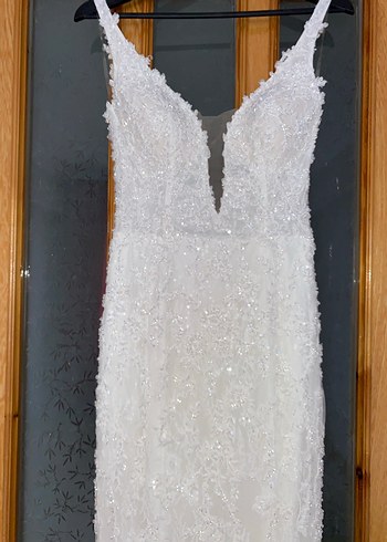 Straplez Beyaz A Kesim Uzun Gelinlik - Görsel 3