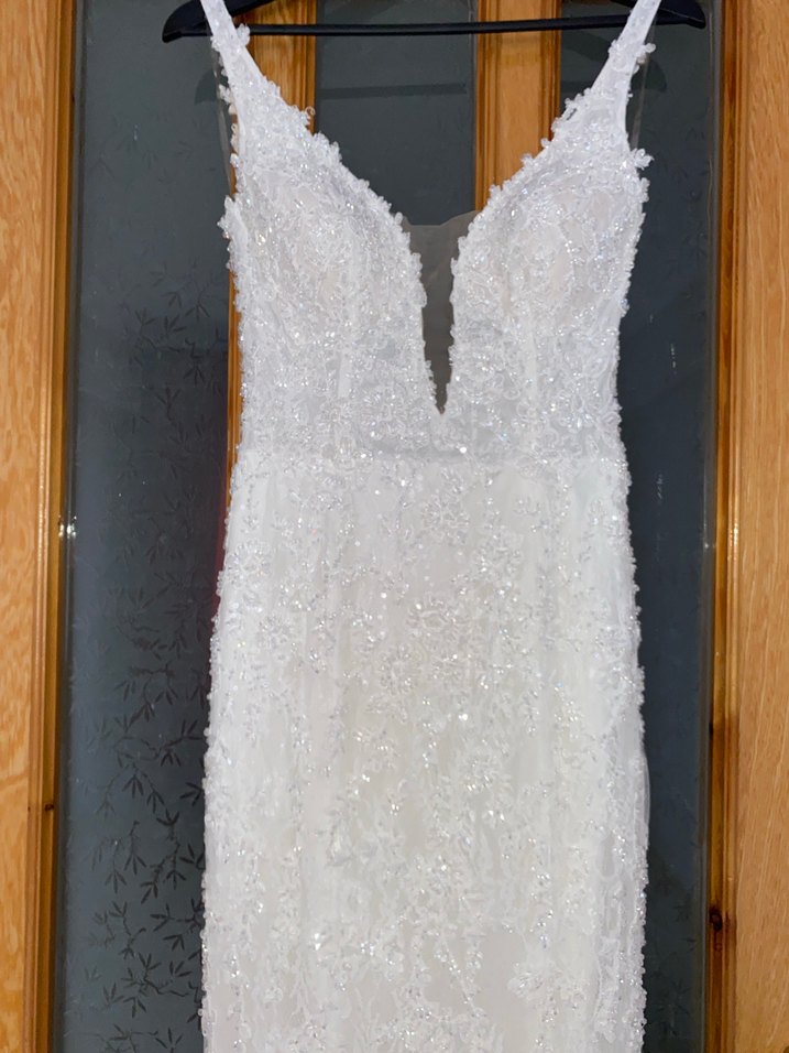 Straplez Beyaz A Kesim Uzun Gelinlik - Görsel 3