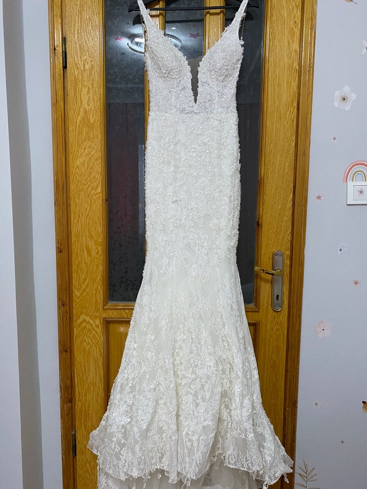 Straplez Beyaz A Kesim Uzun Gelinlik - Görsel 4