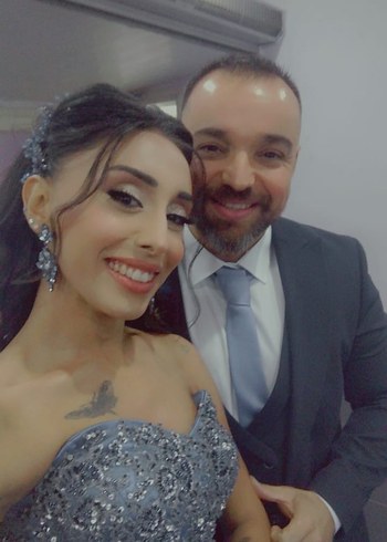 Mavi İşlemeli Straplez Uzun Nişanlık - Görsel 7