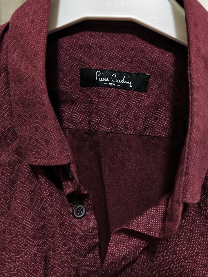 Pierre cardin Bordo Erkek Uzun Kollu Düğmeli Gömlek - Görsel 2