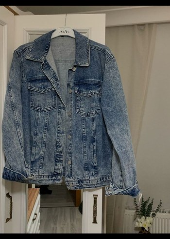 Düğmeli Mavi Kadın Denim Ceket