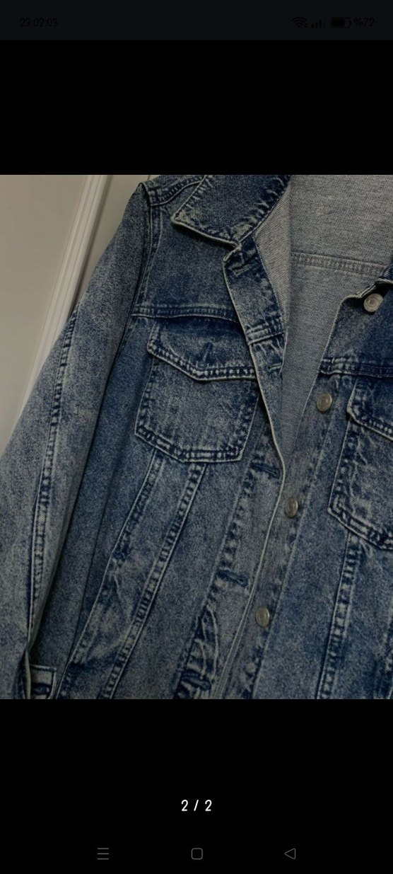 Düğmeli Mavi Kadın Denim Ceket - Görsel 2