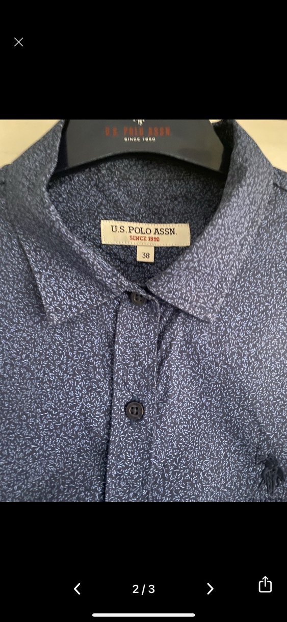 Uzun Kollu lacivert Desenli kadın Gömlek - Görsel 2