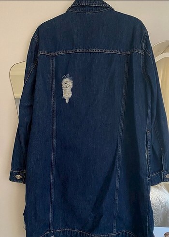 Düğmeli Lacivert Kadın Denim Ceket - Görsel 2