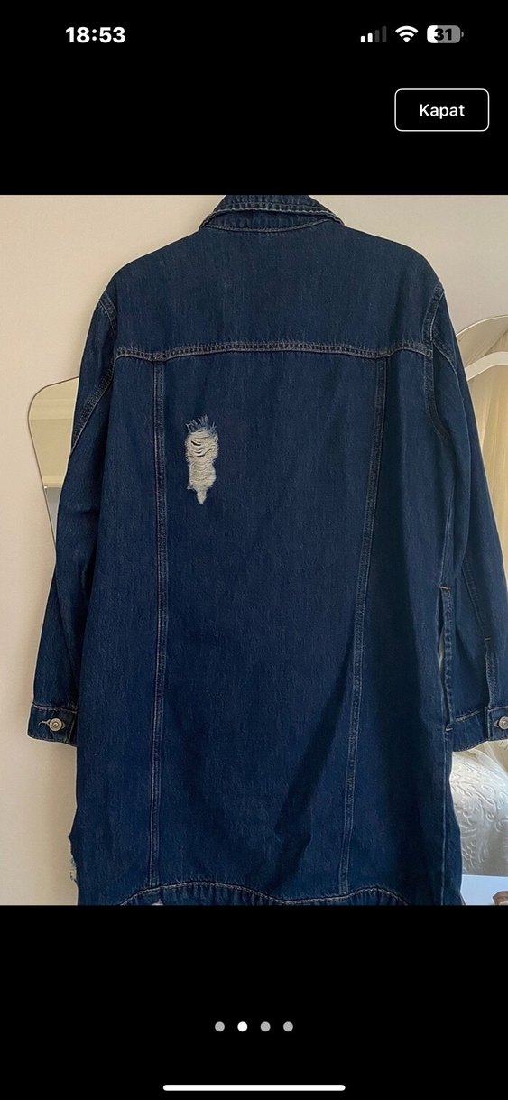 Düğmeli Lacivert Kadın Denim Ceket - Görsel 2