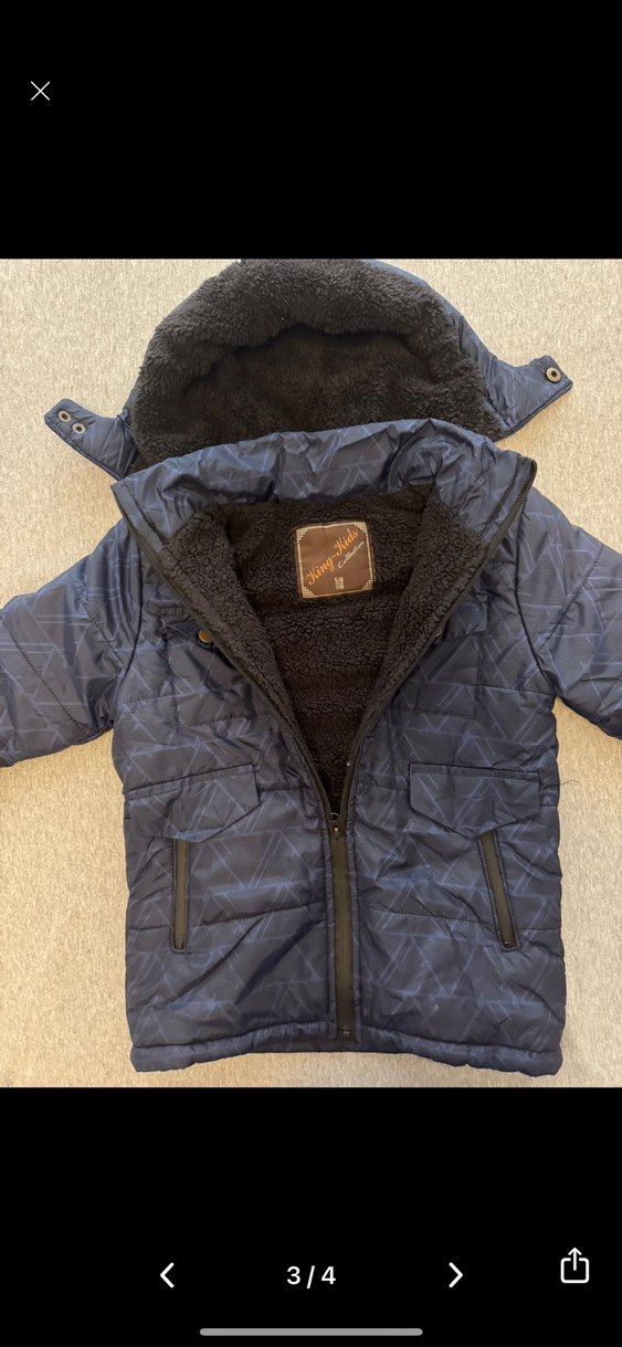 Erkek Çocuk Lacivert Kürklü Sade Mont - Görsel 2