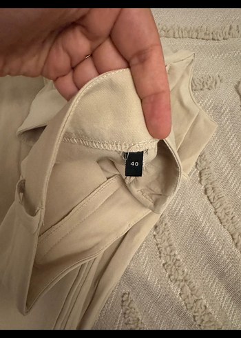 Trendyol Bej Kadın Keten Kumaş Pantolon - Görsel 3