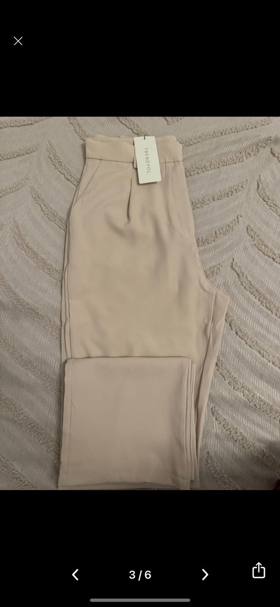 Trendyol Bej Kadın Keten Kumaş Pantolon - Görsel 2