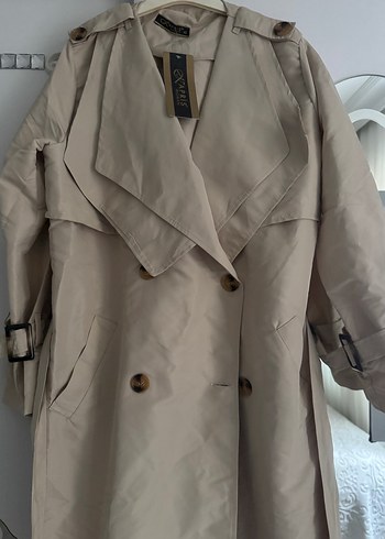 Bej Kuşaklı Kadın Trençkot - Görsel 2
