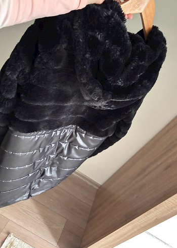Siyah Kürklü Deri Kadın Kışlık Mont - Görsel 4
