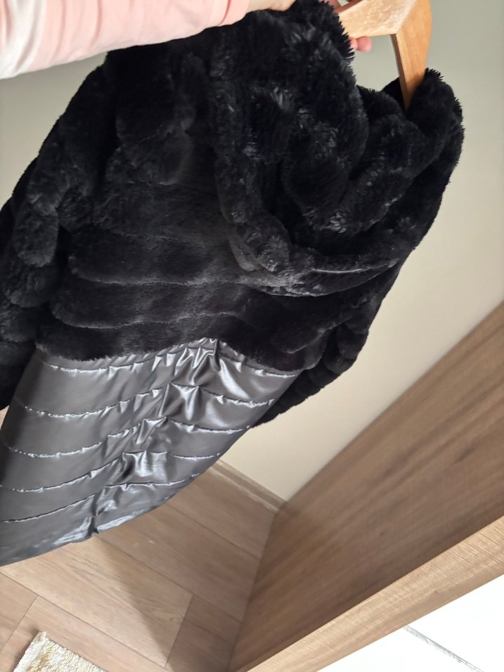 Siyah Kürklü Deri Kadın Kışlık Mont - Görsel 4