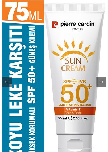 Pierre Cardin SPF 50+ Güneş Kremi 75 ml