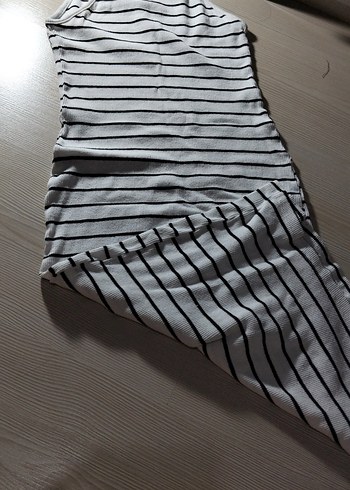 Gri Çizgili Uzun Triko Elbise