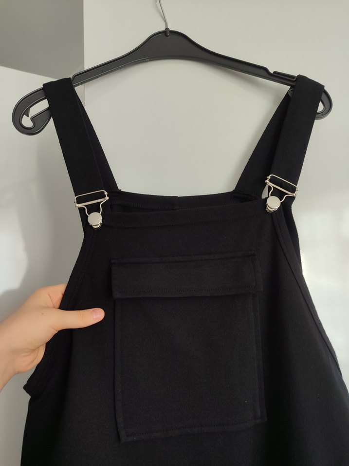 siyah mini Salopet tulum - Görsel 3