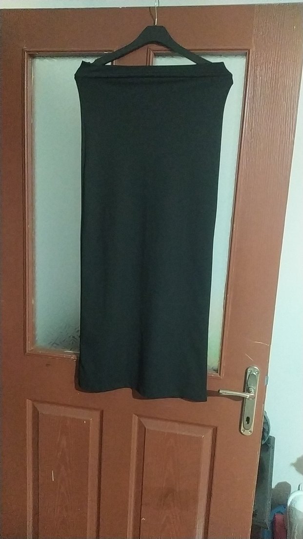 Drapeli Siyah Uzun Kadın Etek - Görsel 3