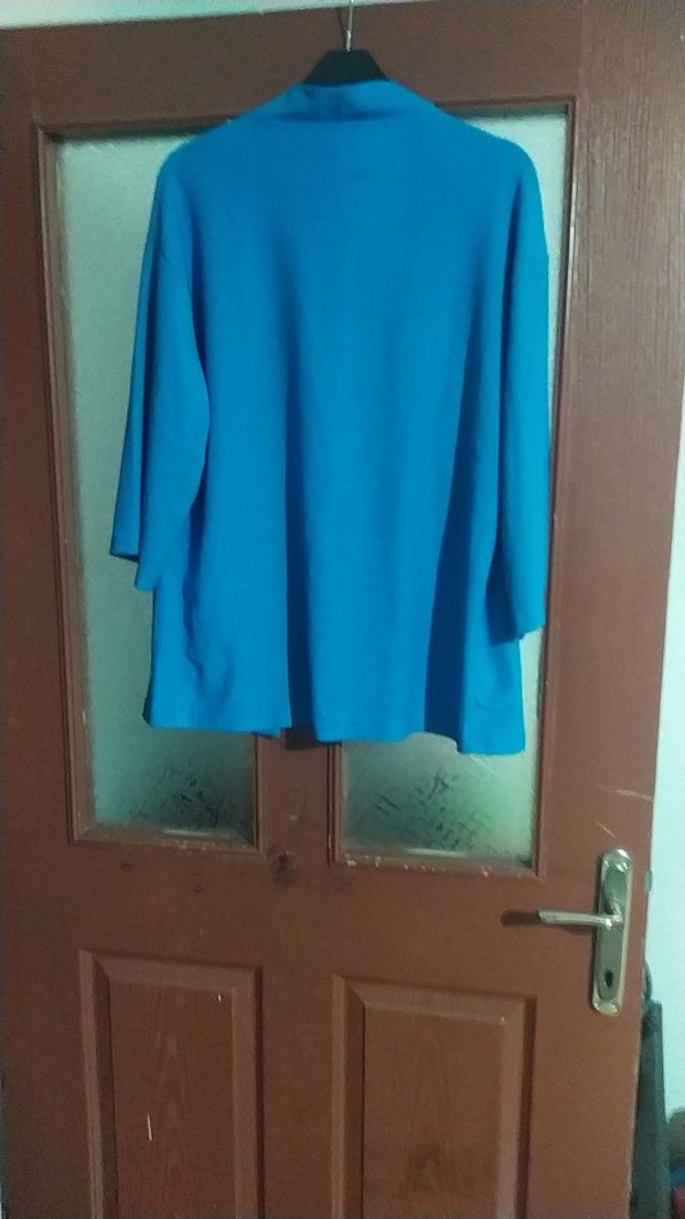 Mavi Kadın Midi Robe, Uzun Kollu, Rahat Kesim Kimono - Görsel 2