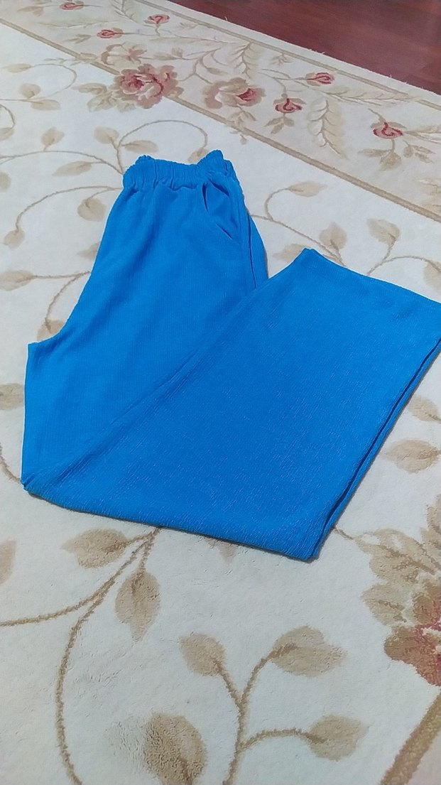 Mavi Kadın Midi Robe, Uzun Kollu, Rahat Kesim Kimono - Görsel 5