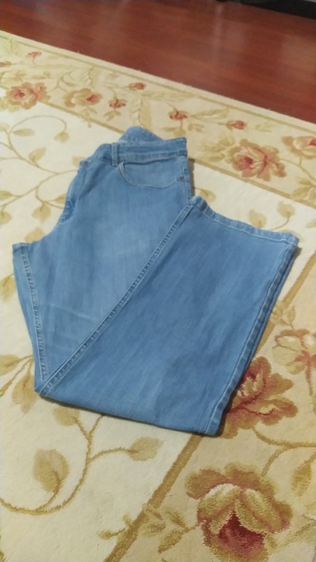 Düğmeli Mavi Kadın Geniş Paça Kot - Görsel 3