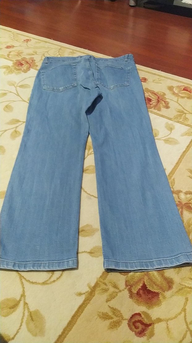 Düğmeli Mavi Kadın Geniş Paça Kot - Görsel 2