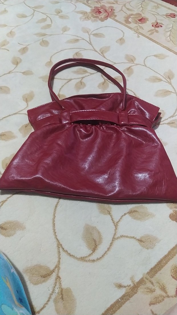 Kemer Tokalı Bordo Deri Kadın Çanta - Görsel 2