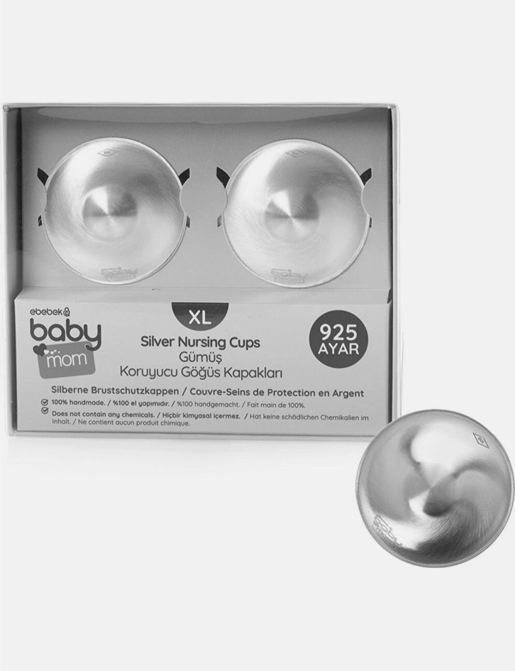 BABY&MOM XL Gümüş Koruyucu Göğüs Kapakları - Görsel 2