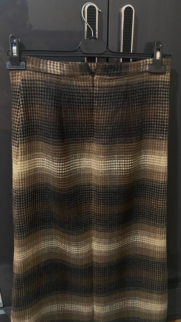 Kahverengi Midi Piliseli Kadın Etek - Görsel 3