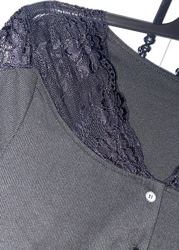 Dantel Detaylı Siyah Gotik Bluz - Görsel 5