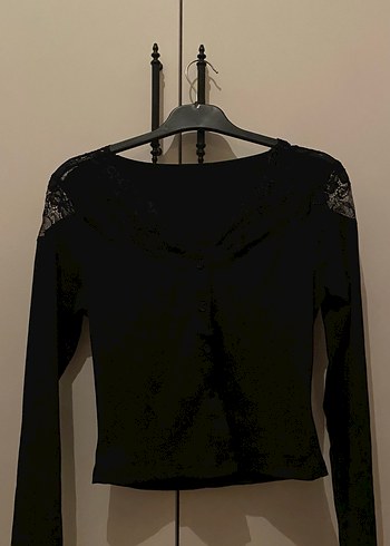 Dantel Detaylı Siyah Gotik Bluz - Görsel 2